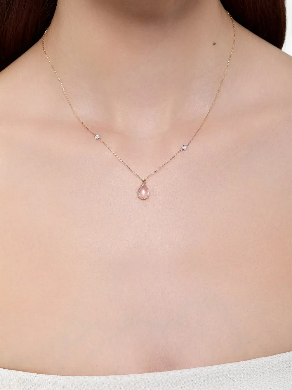 Diamond And Pink Topaz Necklace