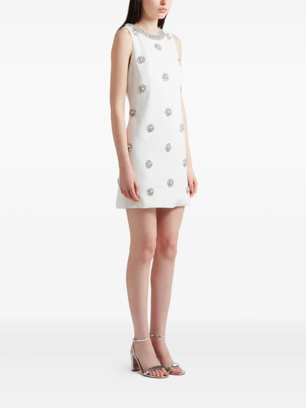 alice + olivia Clyde verfraaide mouwloze jurk Wit