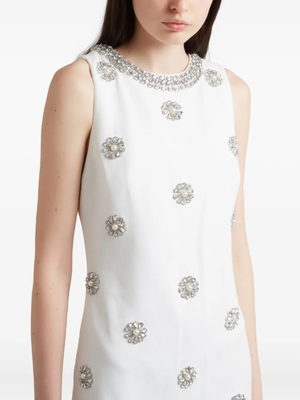 alice + olivia Clyde verfraaide mouwloze jurk Wit