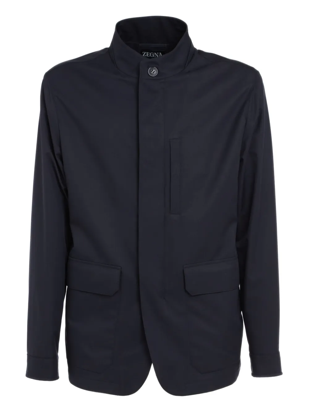 Zegna high-neck patch-pocket jacket Blauw
