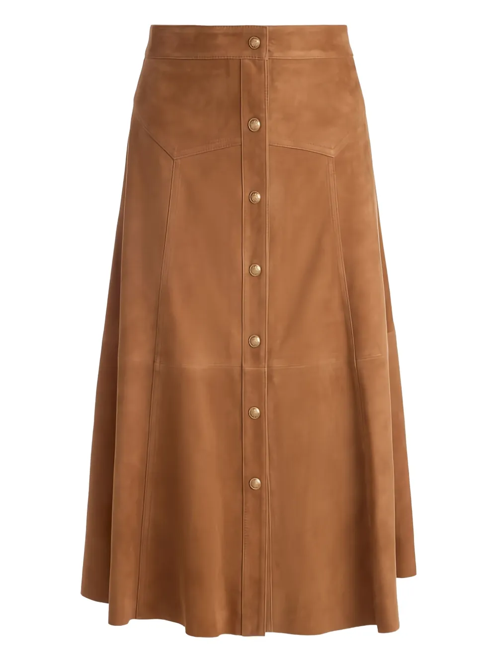 Alice And Olivia Button-front Suede Midi Skirt In Brown