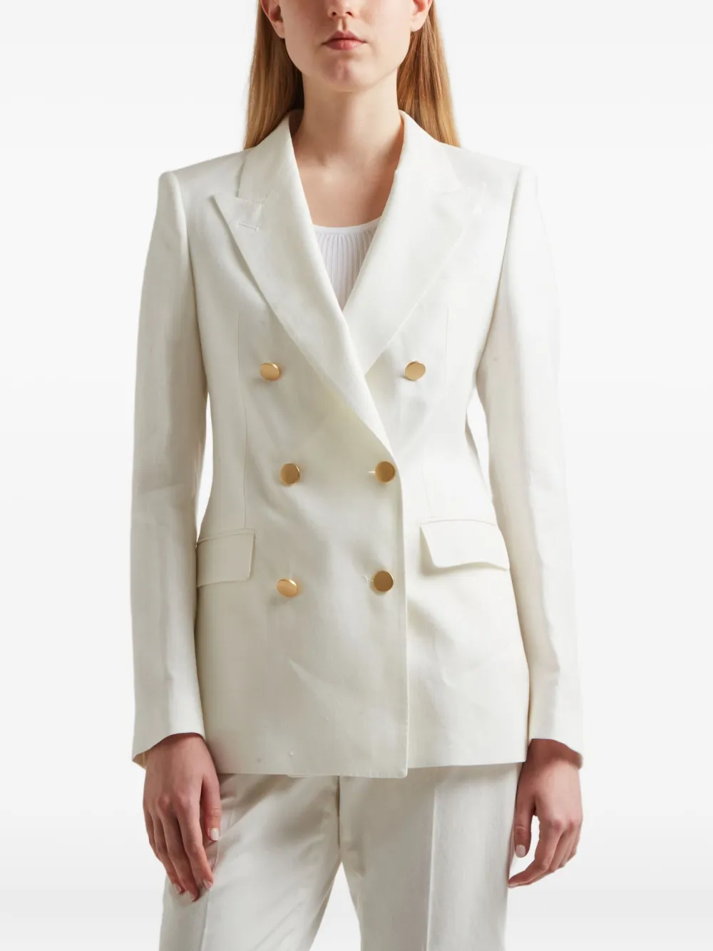 Tagliatore J-Parigi double-breasted gold-button blazer Wit