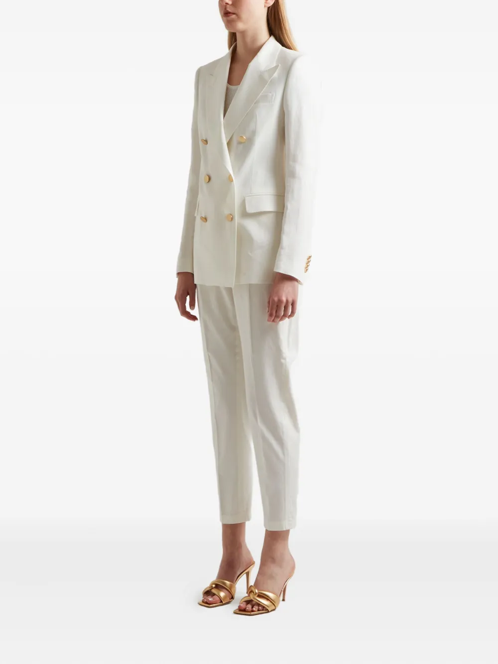 Tagliatore J-Parigi double-breasted gold-button blazer Wit
