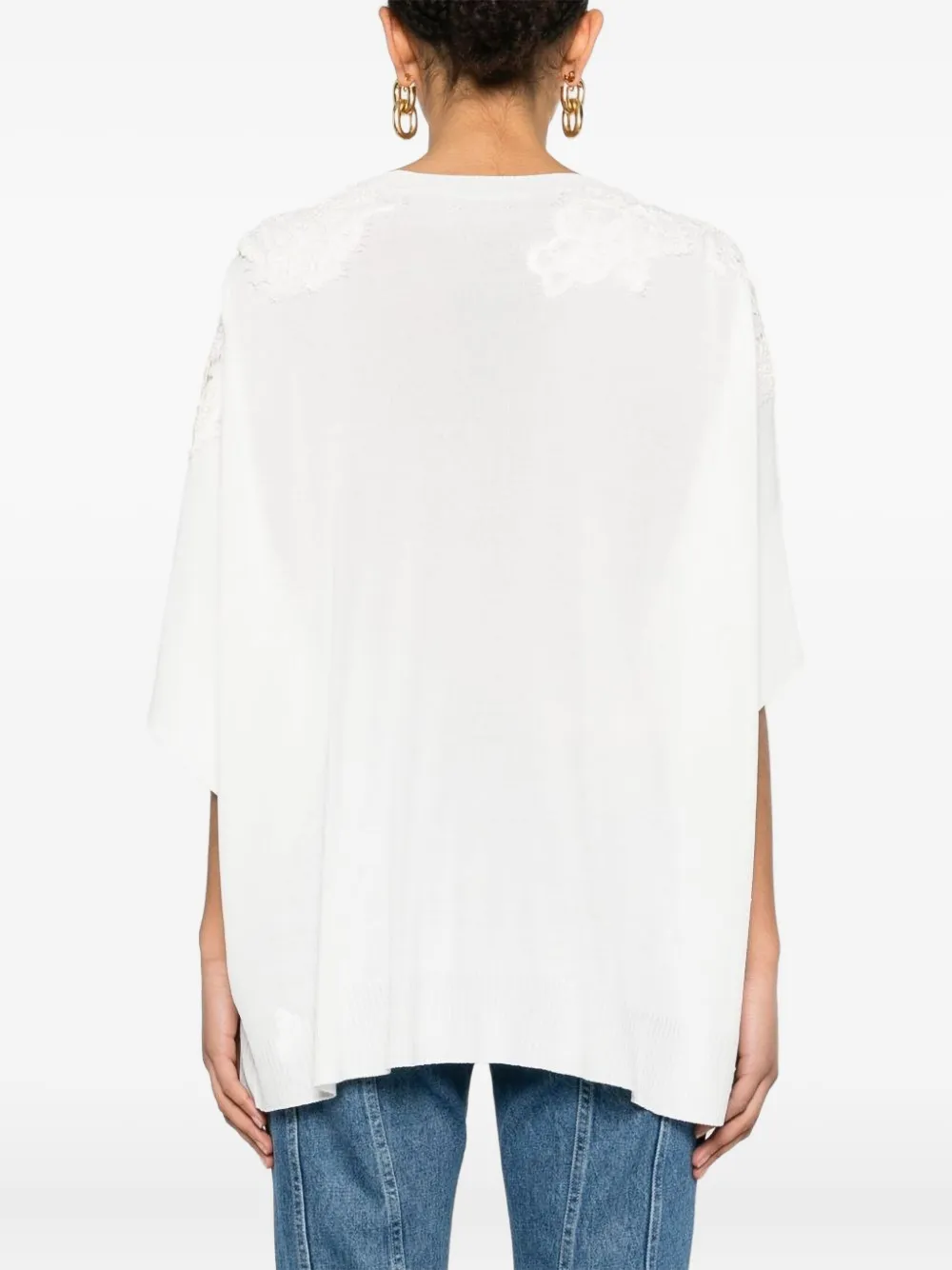 Ermanno Scervino Geborduurde trui met korte mouwen Wit