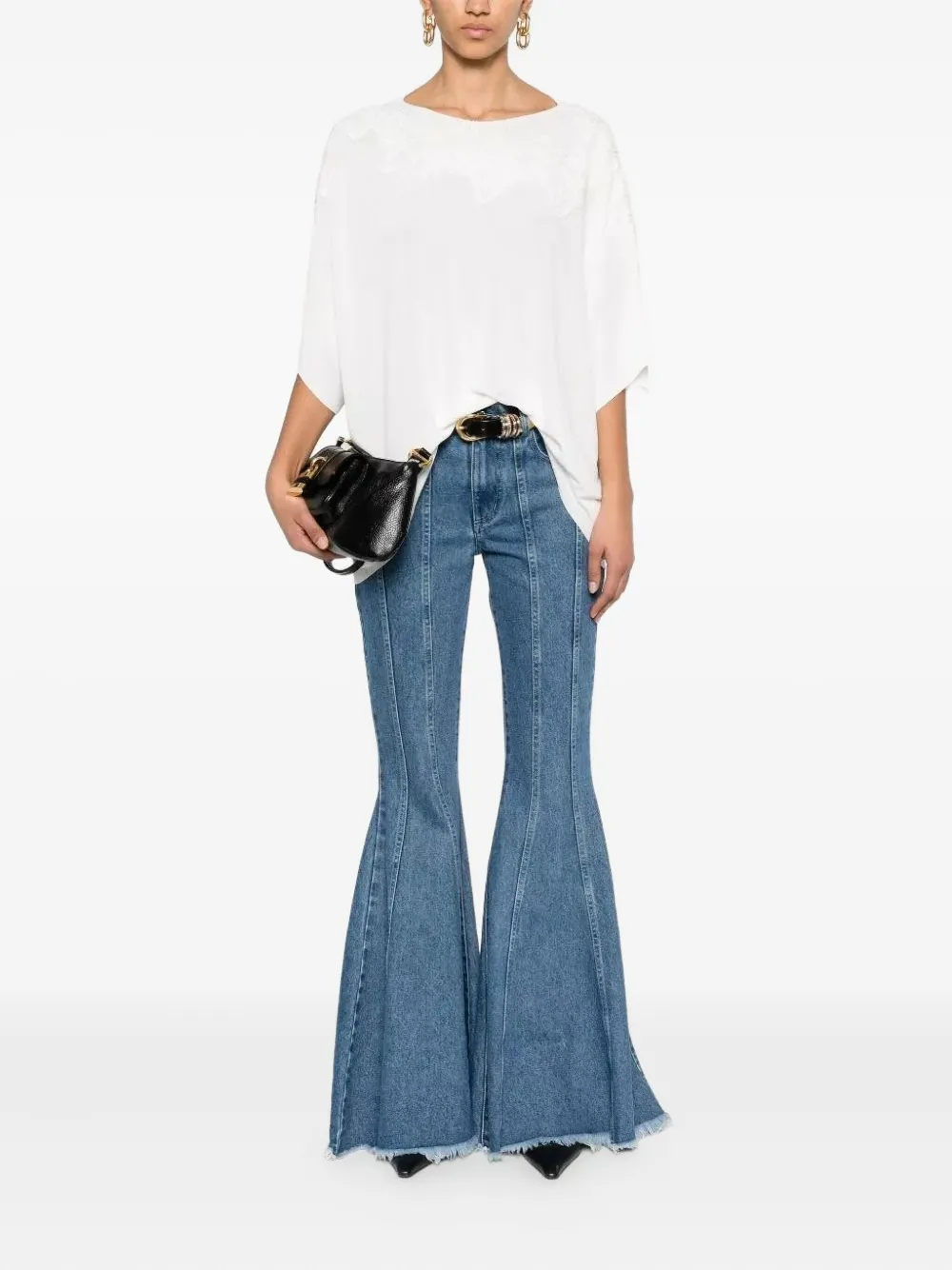 Ermanno Scervino Geborduurde trui met korte mouwen Wit