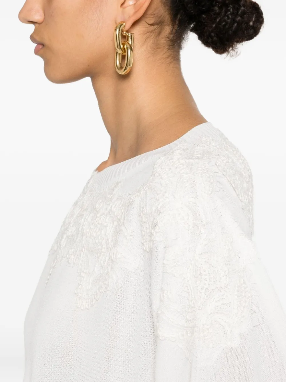 Ermanno Scervino Geborduurde trui met korte mouwen Wit
