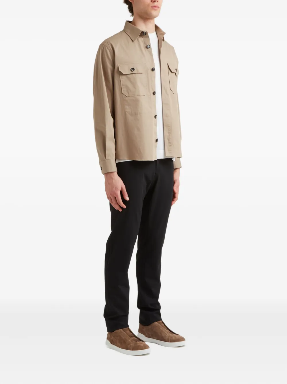 Zegna double-pocket buttoned shirt Beige