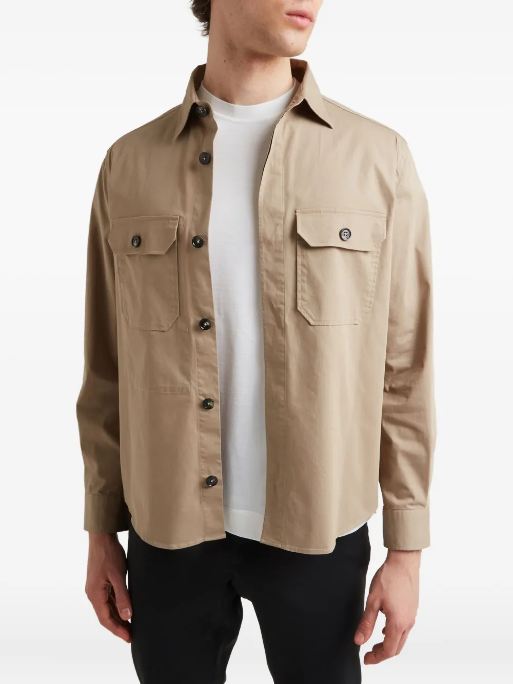 Zegna double-pocket buttoned shirt Beige