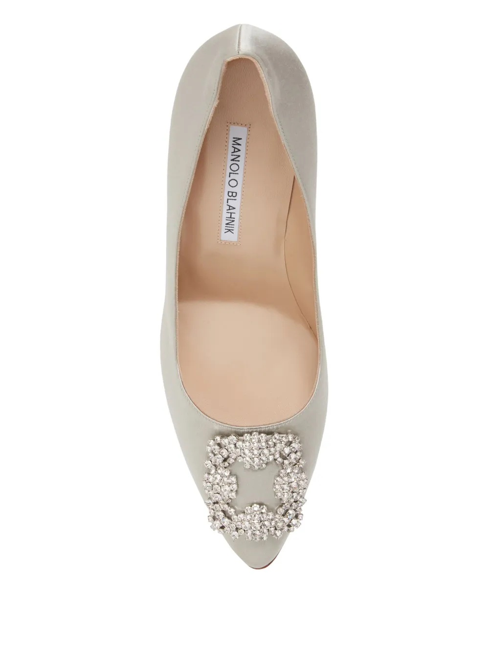 Manolo Blahnik Hangisi satin jewel-embellished pumps Grey