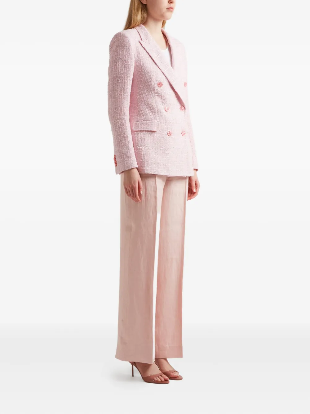 Tagliatore tweed double-breasted jacket Roze