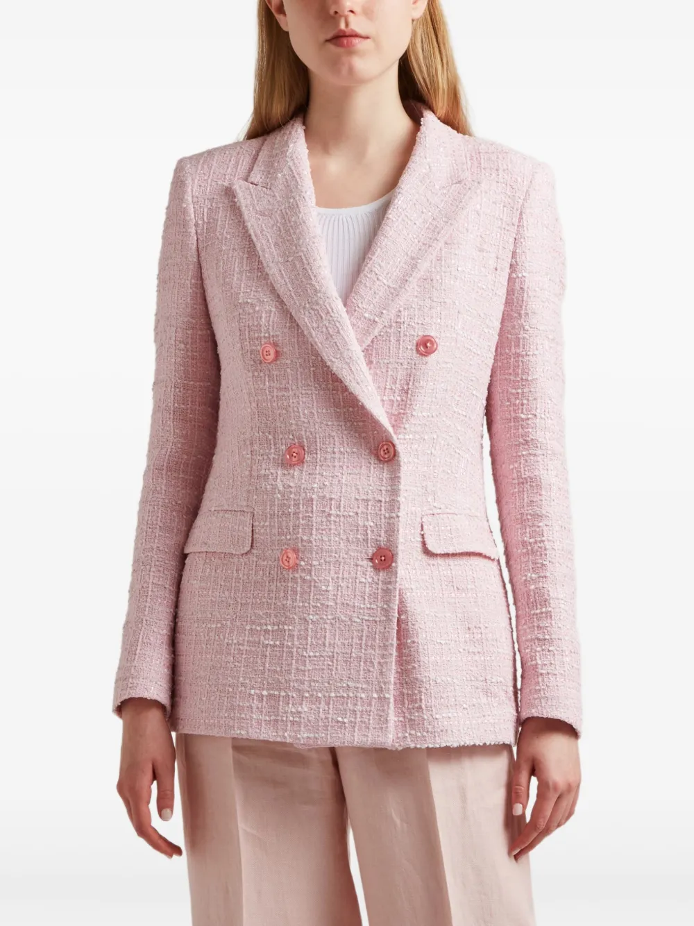 Tagliatore tweed double-breasted jacket Roze