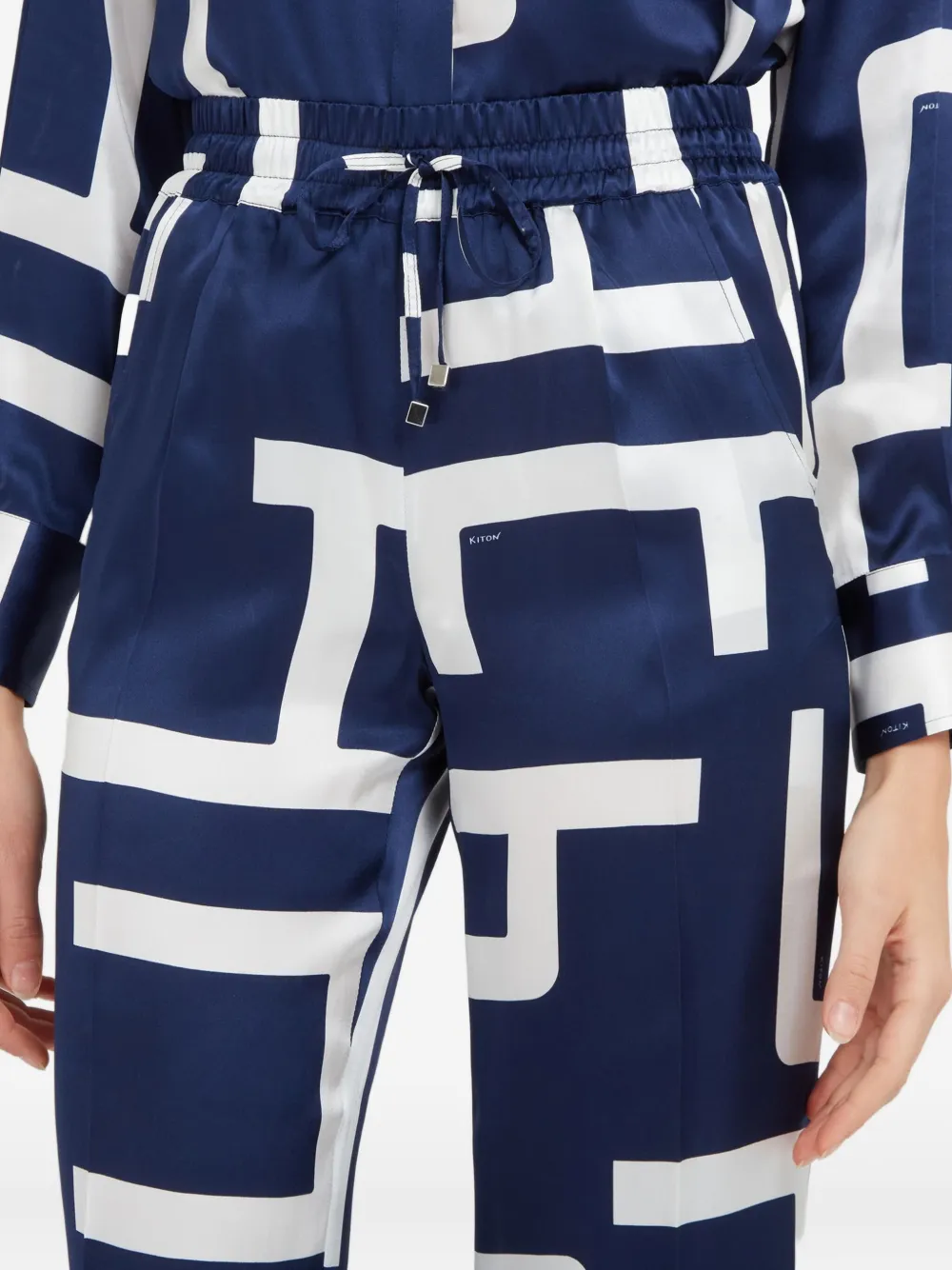Kiton Zijden broek Blauw