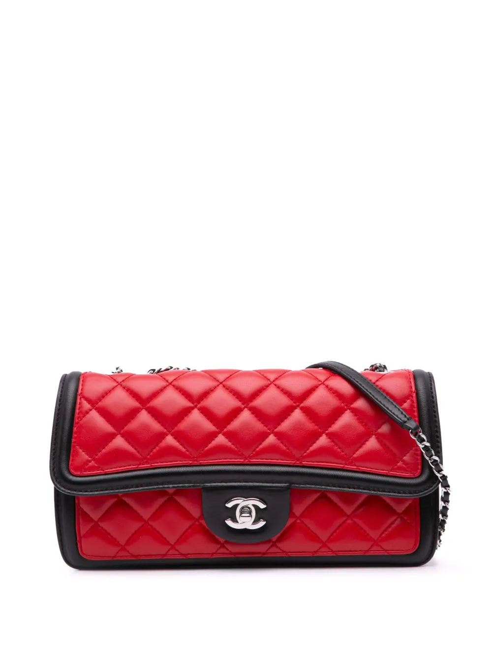 Pre-owned Chanel 2012-2013 Medium Bicolor Quilted Lambskin Graphic Flap Crossbody Bag
