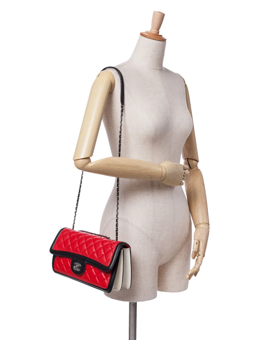 CHANEL Pre-Owned 2012-2013 mittelgroße Graphic Flap Stepptasche aus zweifarbigem Lammleder | Pre-owned & Archive | Image 2