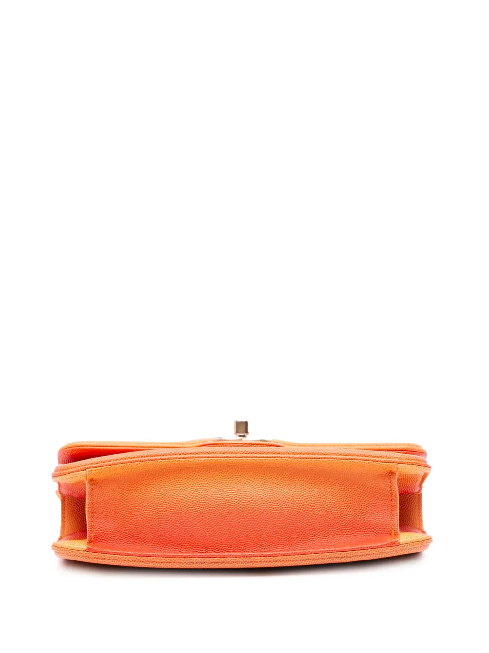 Pre-owned Chanel 2019 Small Quilted Caviar Sunset On The Sea Flap Satchel In Orange