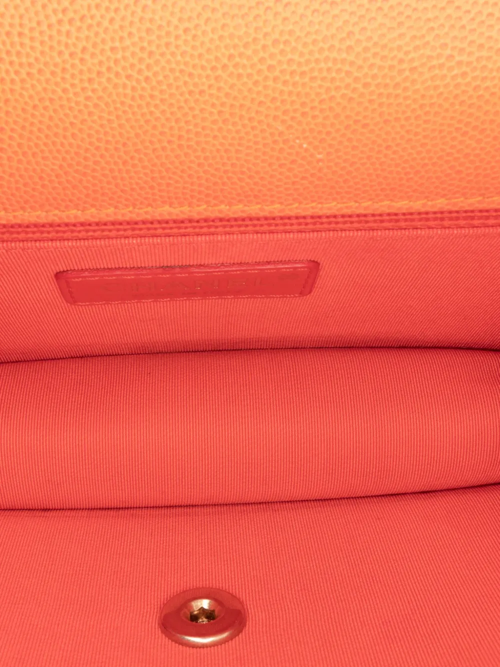 Pre-owned Chanel 2019 Small Quilted Caviar Sunset On The Sea Flap Satchel In Orange