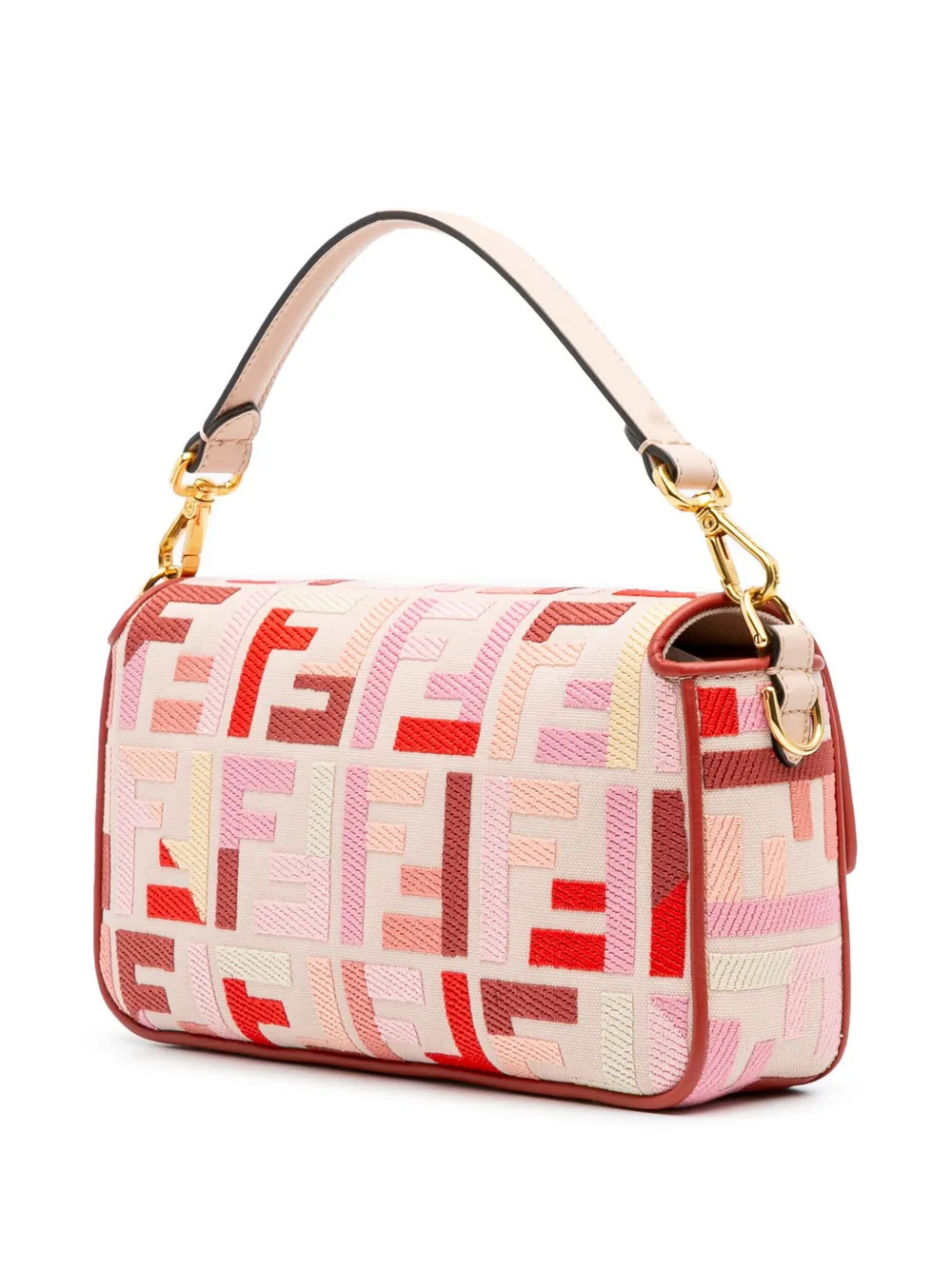 Pre-owned Fendi 2010-2025 Zucca Embroidered Canvas Baguette Satchel