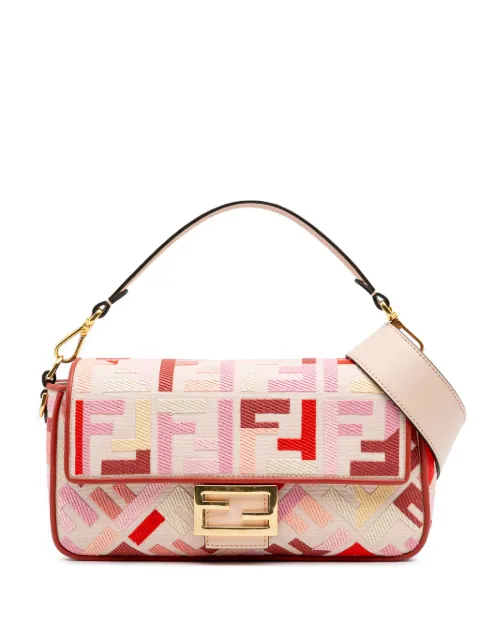 Fendi Pre-Owned 2010-2025 Zucca Embroidered Canvas Baguette satchel