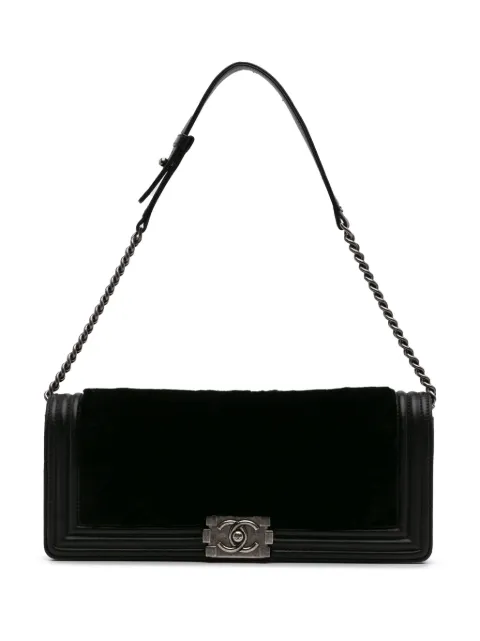 CHANEL Pre-Owned 2013-2014 Shearling East West Boy Flap shoulder bag
