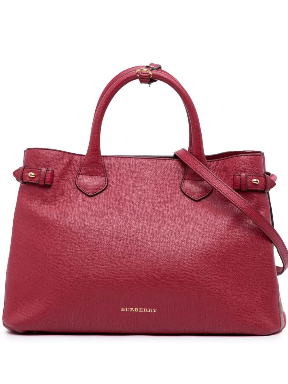 Pre-owned Burberry 2000-2017 Medium Leather And House Check Banner Satchel