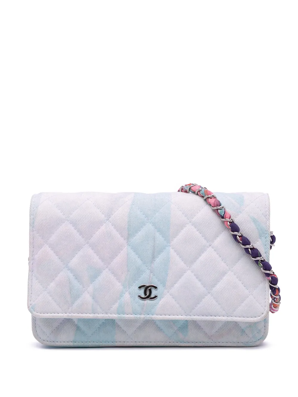 Pre-owned Chanel 2019 Cc Quilted Canvas Jungle Jeans Wallet On Chain Crossbody Bag