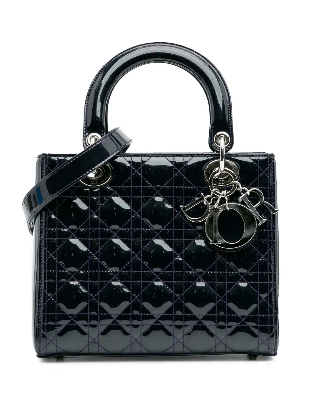 Christian Dior Pre-Owned 2016 ミディアム パテント カナージュ レディ ディオール サッチェルバッグ - Christian Dior Pre-Owned 2016 ミディアム パテント カナージュ レディ ディオール サッチェルバッグ -
