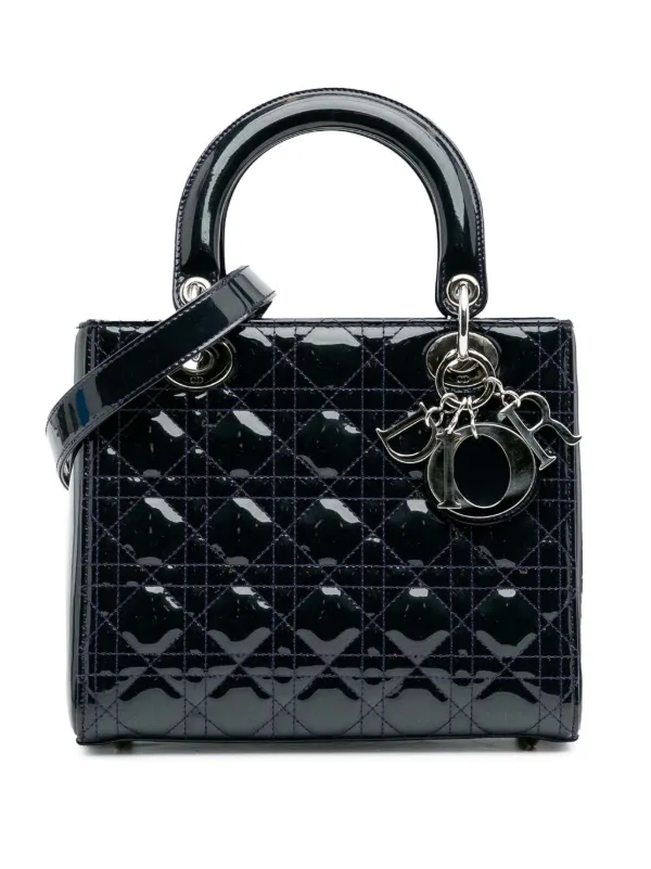 Dior ディオール　レディディオール　パテント　ミディアム　美品 Christian Dior Pre-Owned 2016 ミディアム パテント カナージュ