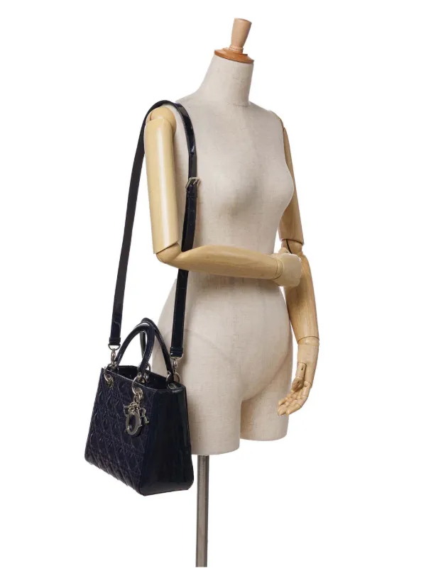 Dior ディオール　レディディオール　パテント　ミディアム　美品 Christian Dior Pre-Owned 2016 ミディアム パテント カナージュ
