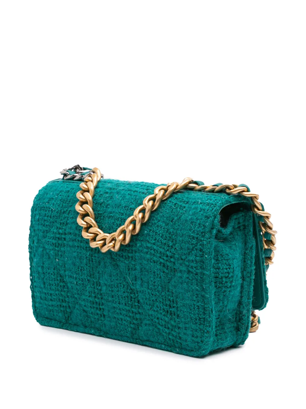 Pre-owned Chanel 2019 Tweed 19 Wallet On Chain Satchel