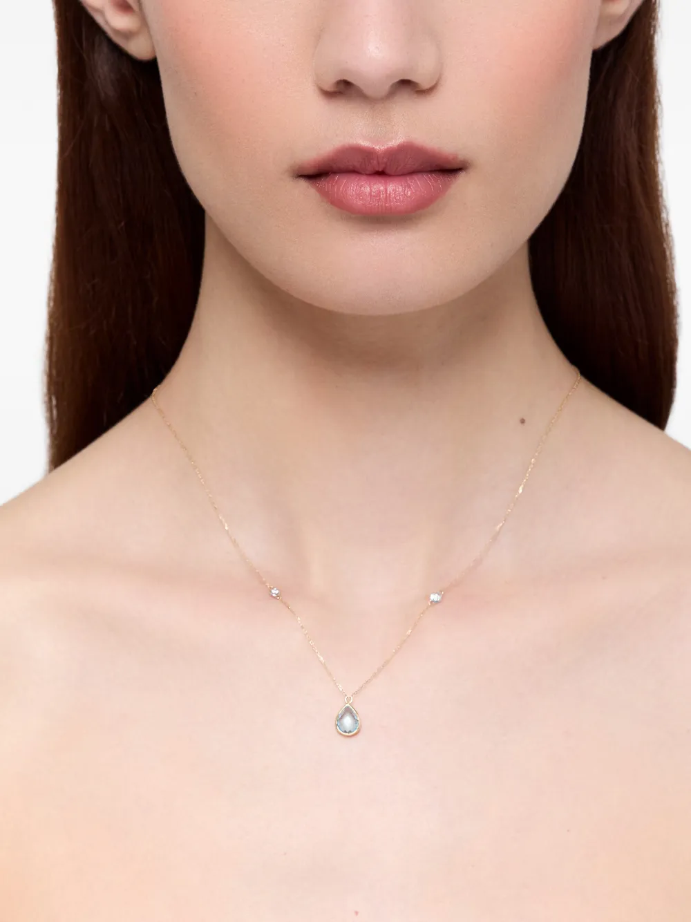 Mateo Diamond and Blue Topaz Necklace in Gold, view 4