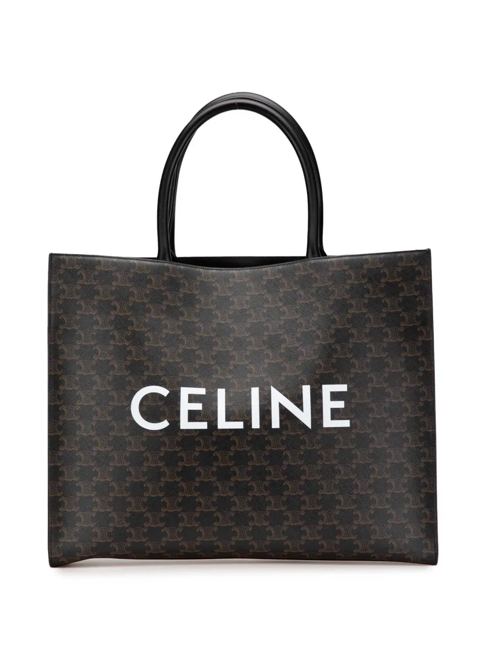 Céline Pre-Owned 2022 ミディアム トリオンフ コーテッドキャンバス カバ ホリゾンタル ハンドバッグ - ブラック Céline Pre-Owned 2022 ミディアム トリオンフ コーテッドキャンバス カバ ホリゾンタル ハンドバッグ - ブラック