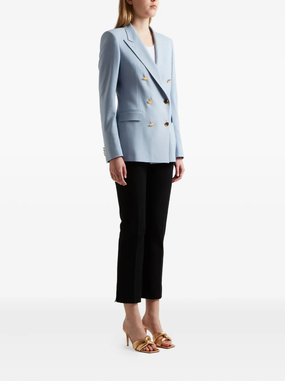 Tagliatore double-breasted gold-button blazer Blauw