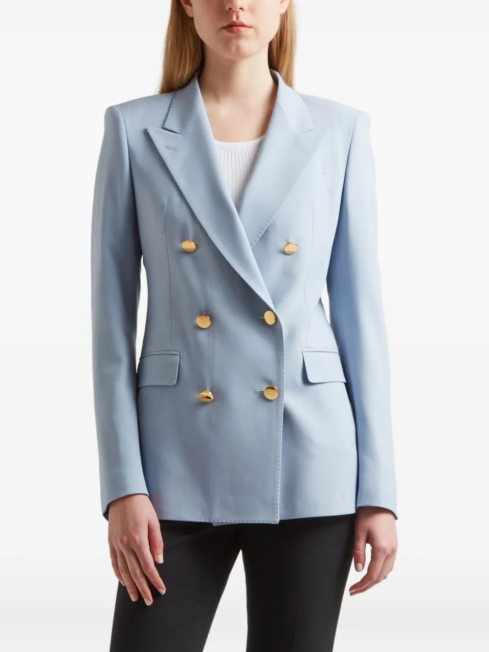 Tagliatore double-breasted gold-button blazer Blauw