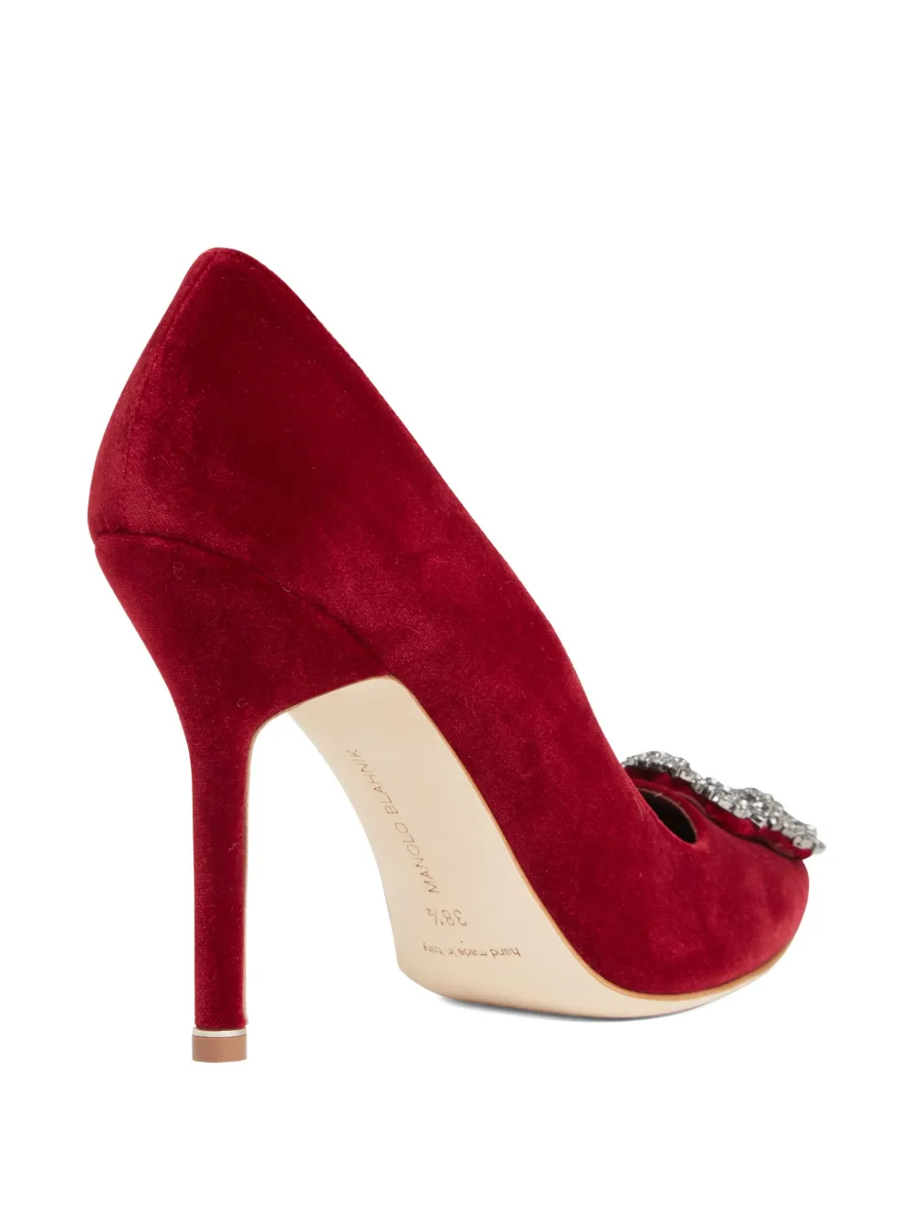 Manolo Blahnik 105mm Hangisi jewel-embellished velvet pumps Rood