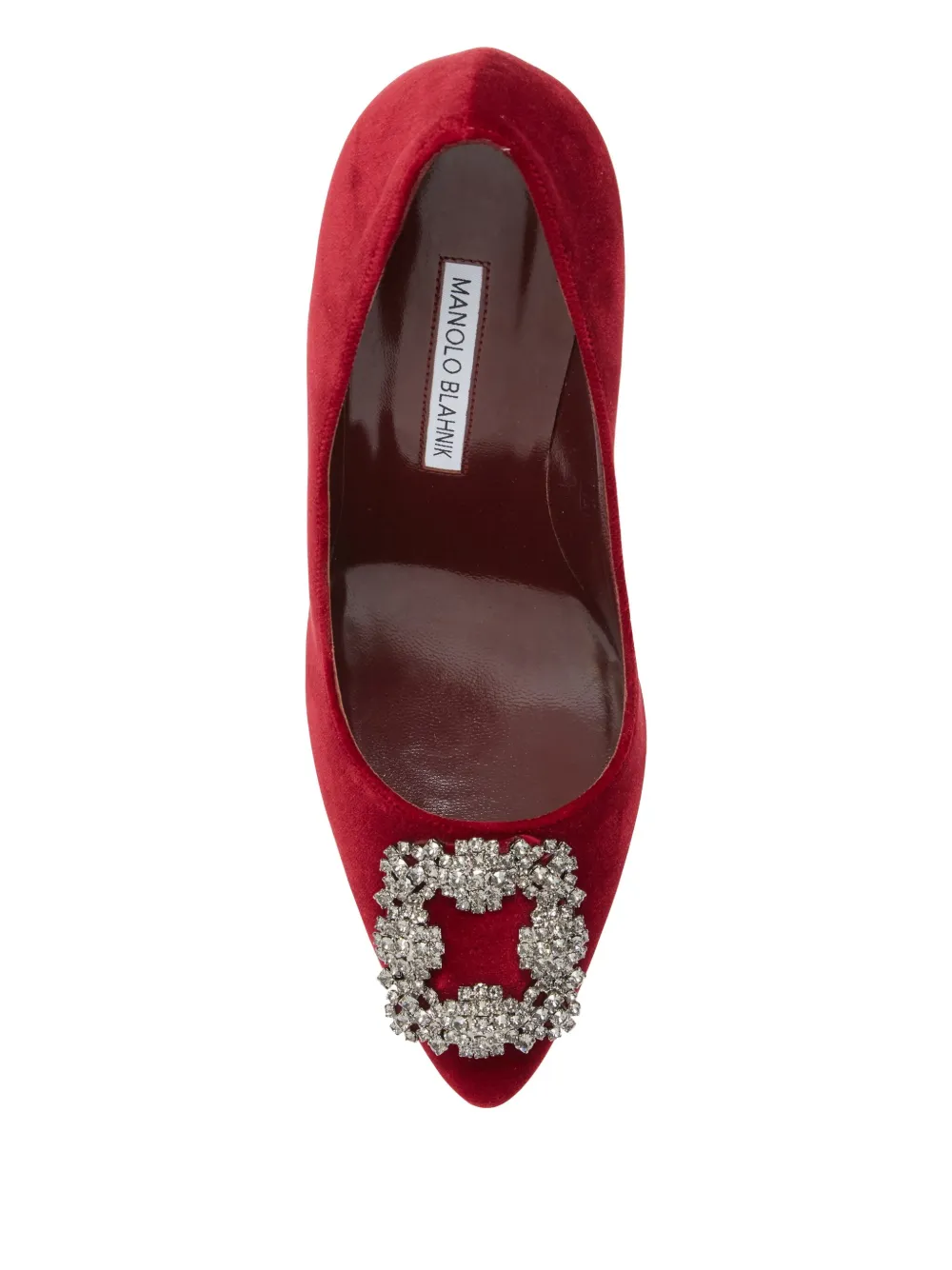 Manolo Blahnik 105mm Hangisi jewel-embellished velvet pumps Rood