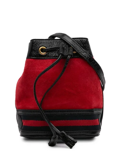 Gucci Pre-Owned 2016-2024 Mini Suede and Patent Web Ophidia bucket bag