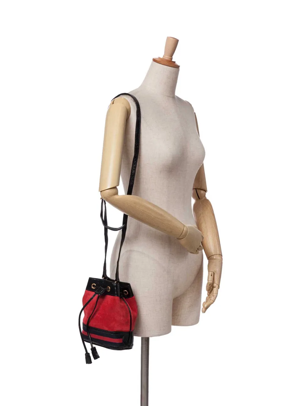 Gucci Pre-Owned 2016-2024 Mini Suede and Patent Web Ophidia bucket bag | Pre-Owned | Image 2