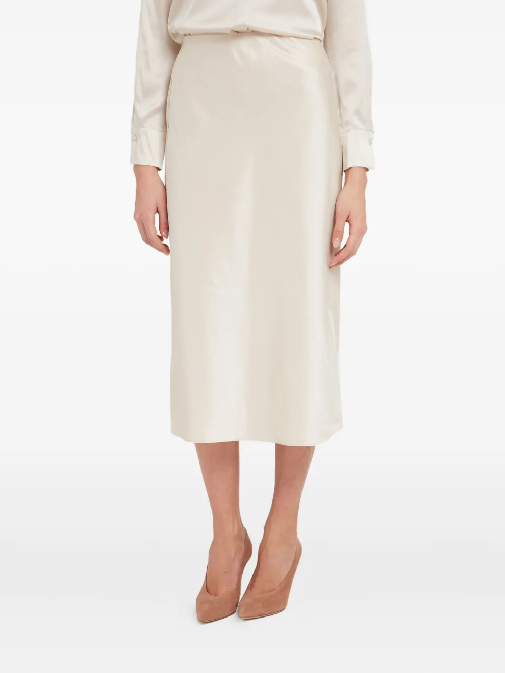 alice + olivia Maeve satin midi skirt Beige