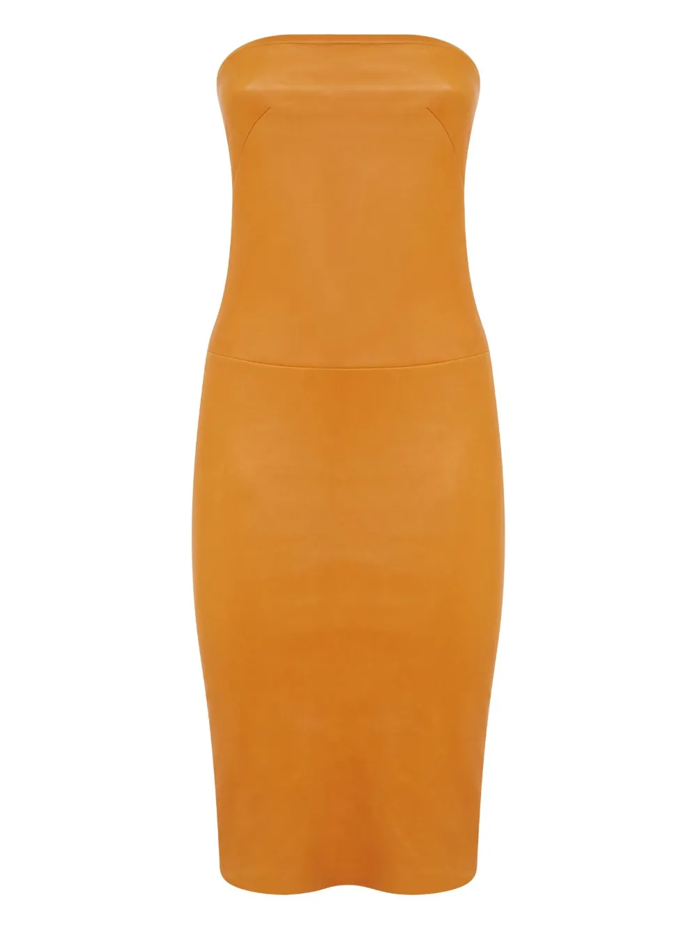 Stouls Monica 25 strapless leather midi dress | Orange | Image 1