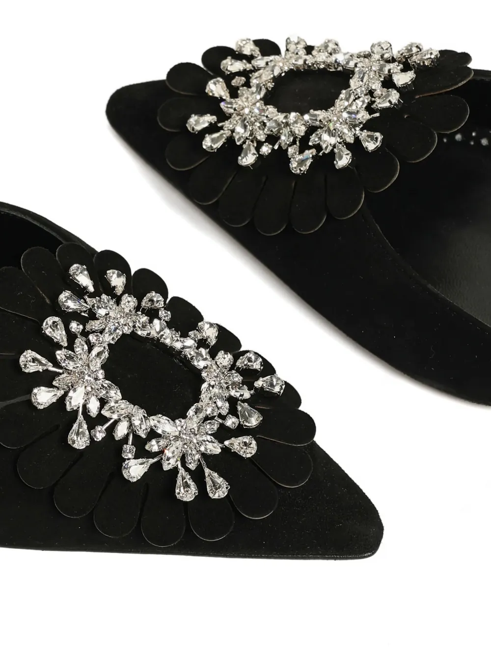 Manolo Blahnik 50mm embellished suede heeled mules Black