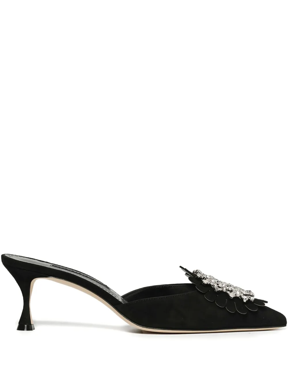 Manolo Blahnik 50mm embellished suede heeled mules Black