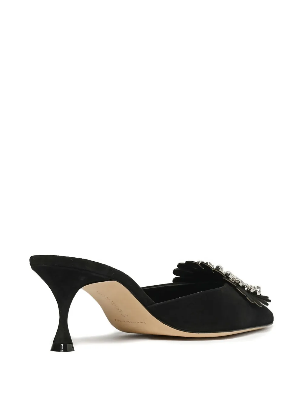 Manolo Blahnik 50mm embellished suede heeled mules Black