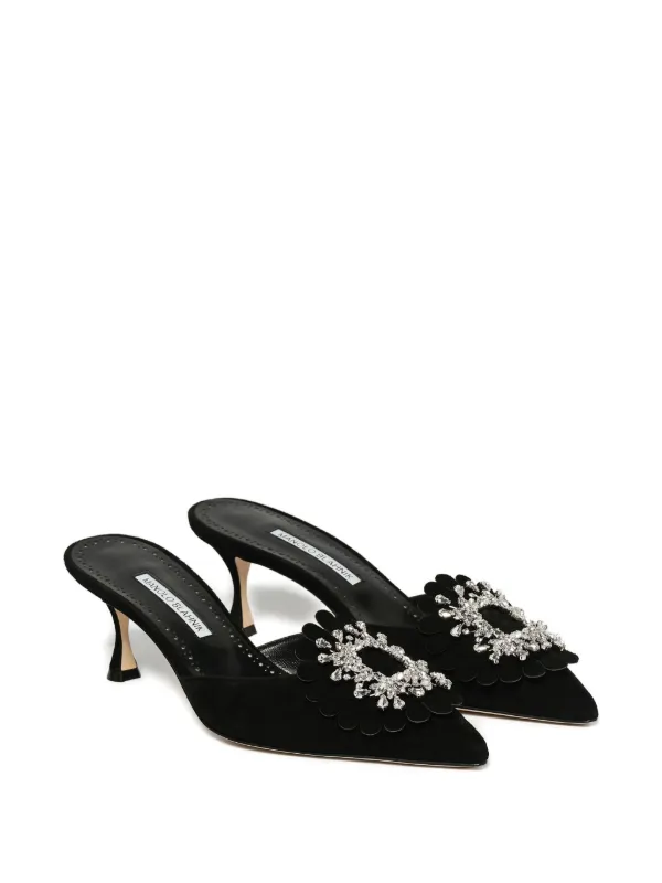 Manolo Blahnik スエードミュール 39H Manolo Blahnik スエード ミュール | ブラック | FARFETCH JP