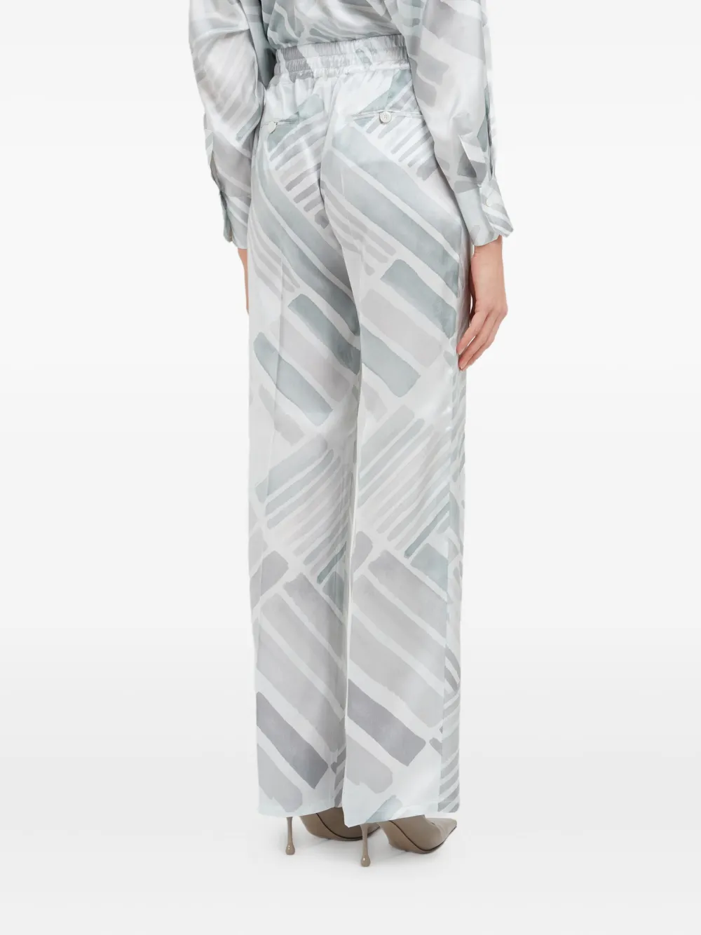 Kiton Broek met trekkoord en abstracte print Grijs