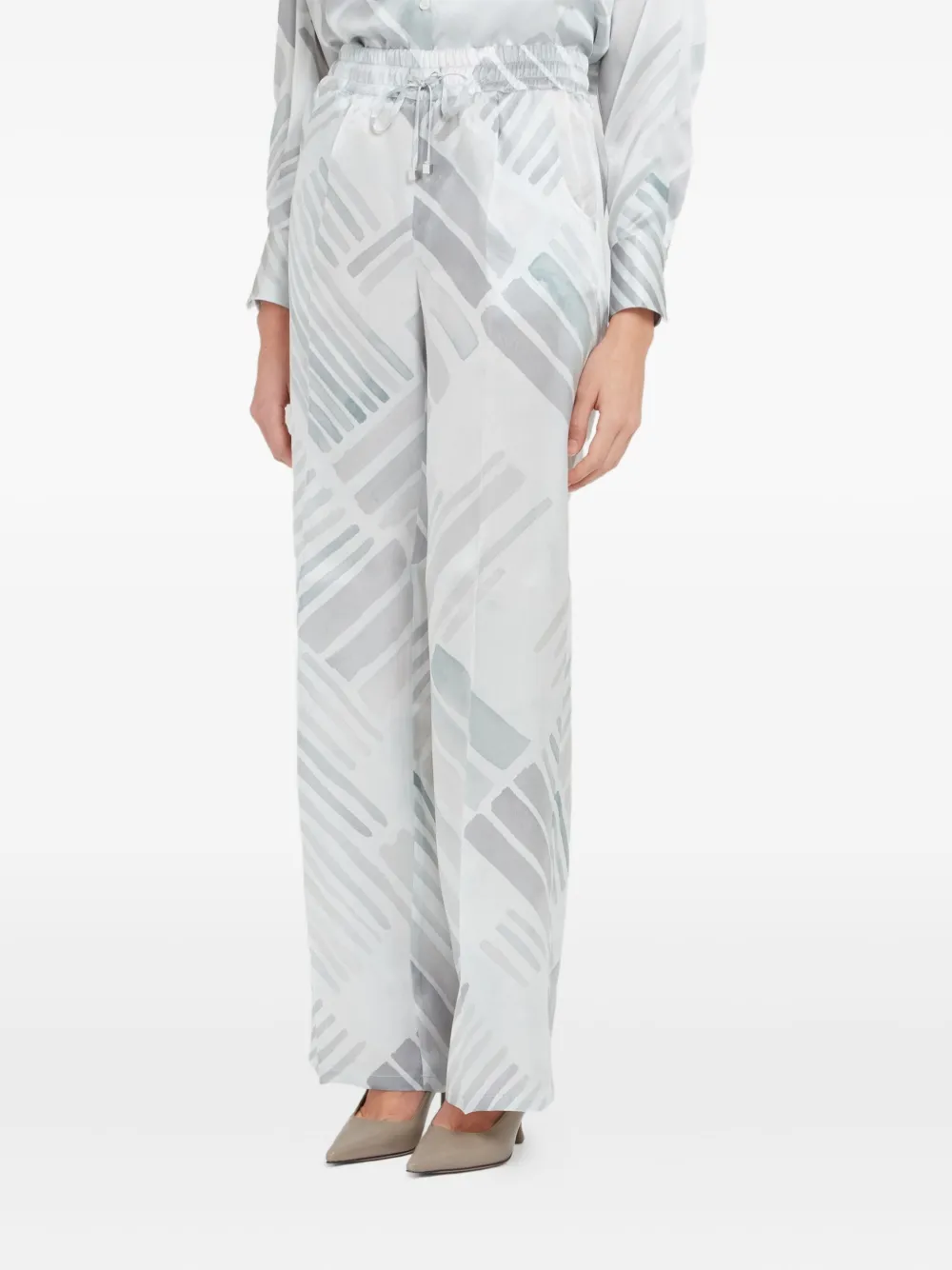 Kiton Broek met trekkoord en abstracte print Grijs