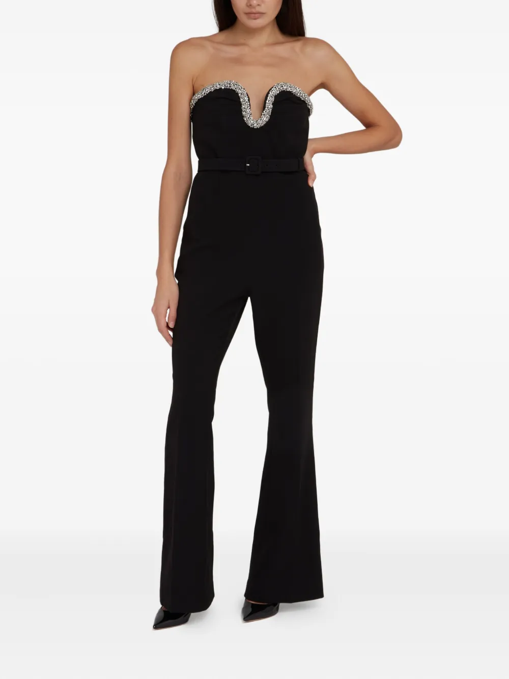 Roland Mouret flared-leg jumpsuit - Zwart