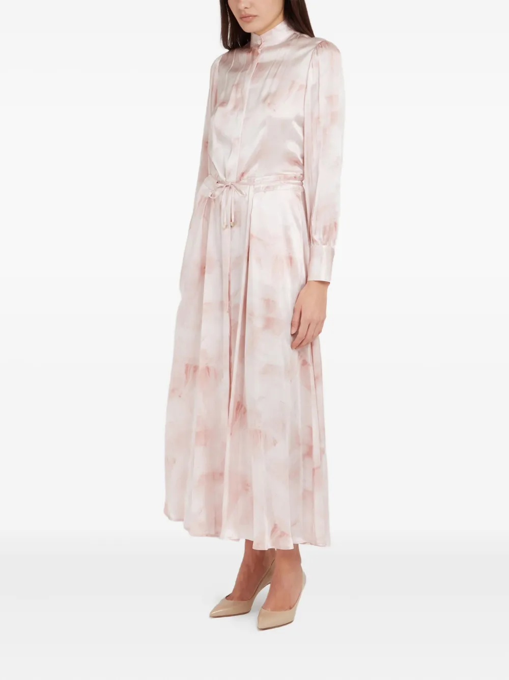 Kiton belted silk dress Beige
