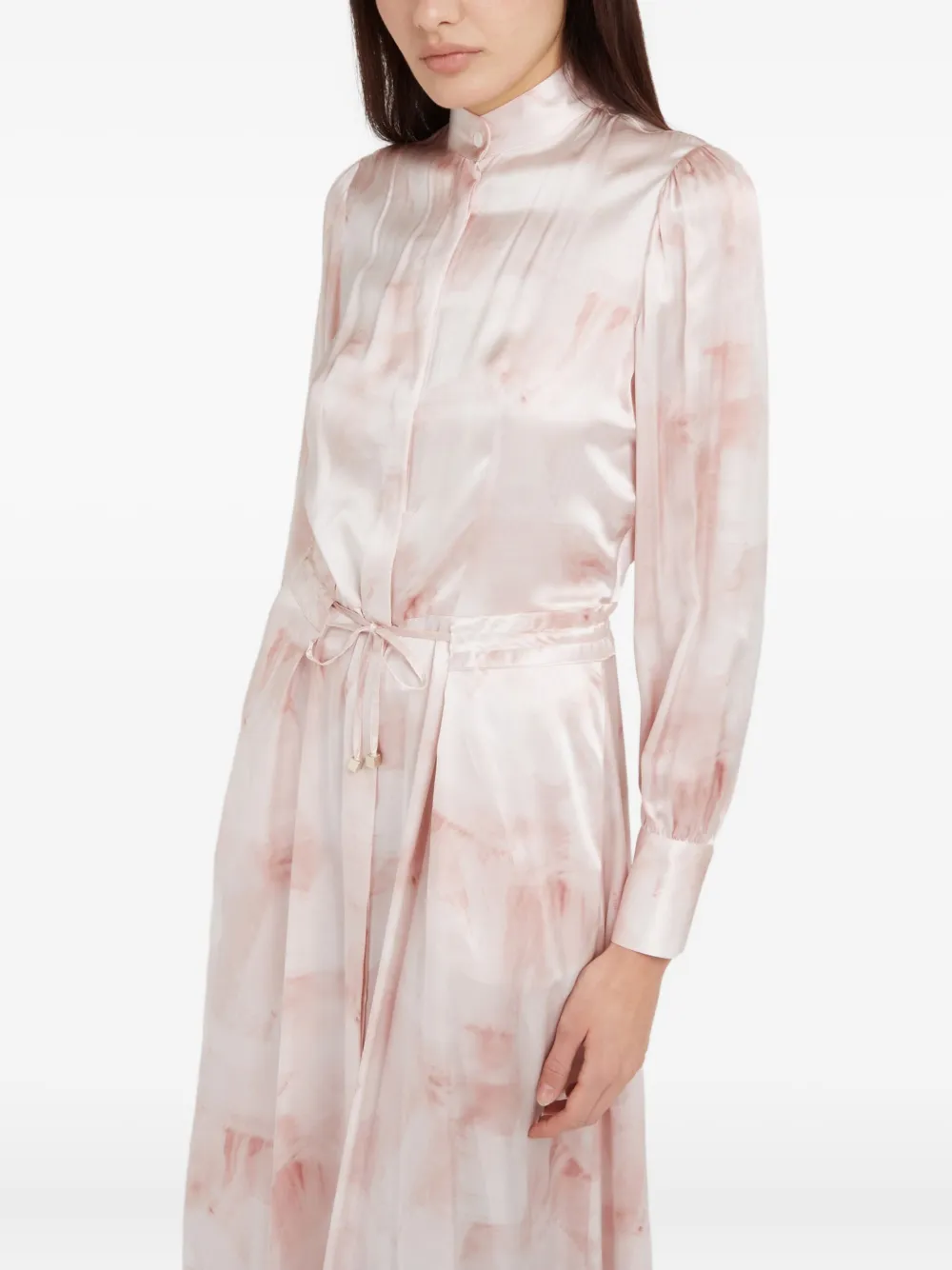 Kiton belted silk dress Beige