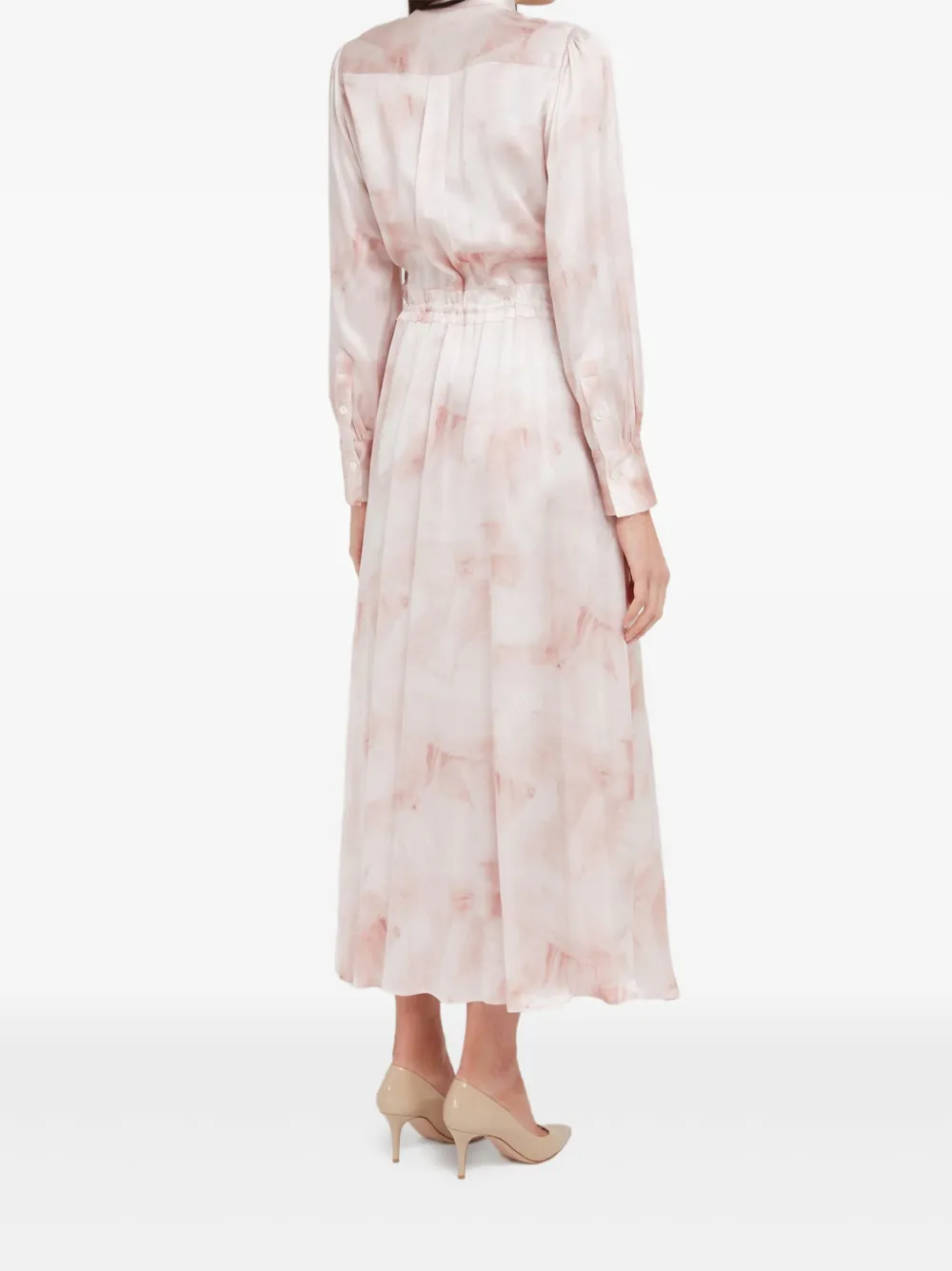 Kiton belted silk dress Beige