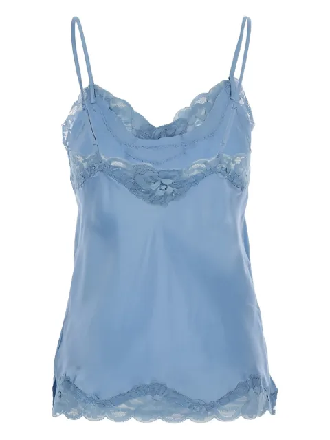 Gold Hawk lace-trimmed silk top 